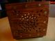 Vintage Hand Carved Brass Inlay Hinged Wood Box Boxes photo 3