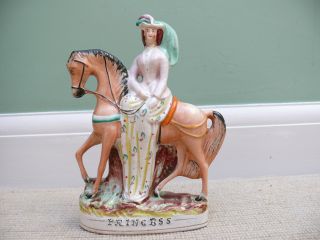 Fine 19thc Staffordshire Royal Princess On Horseback Figure photo