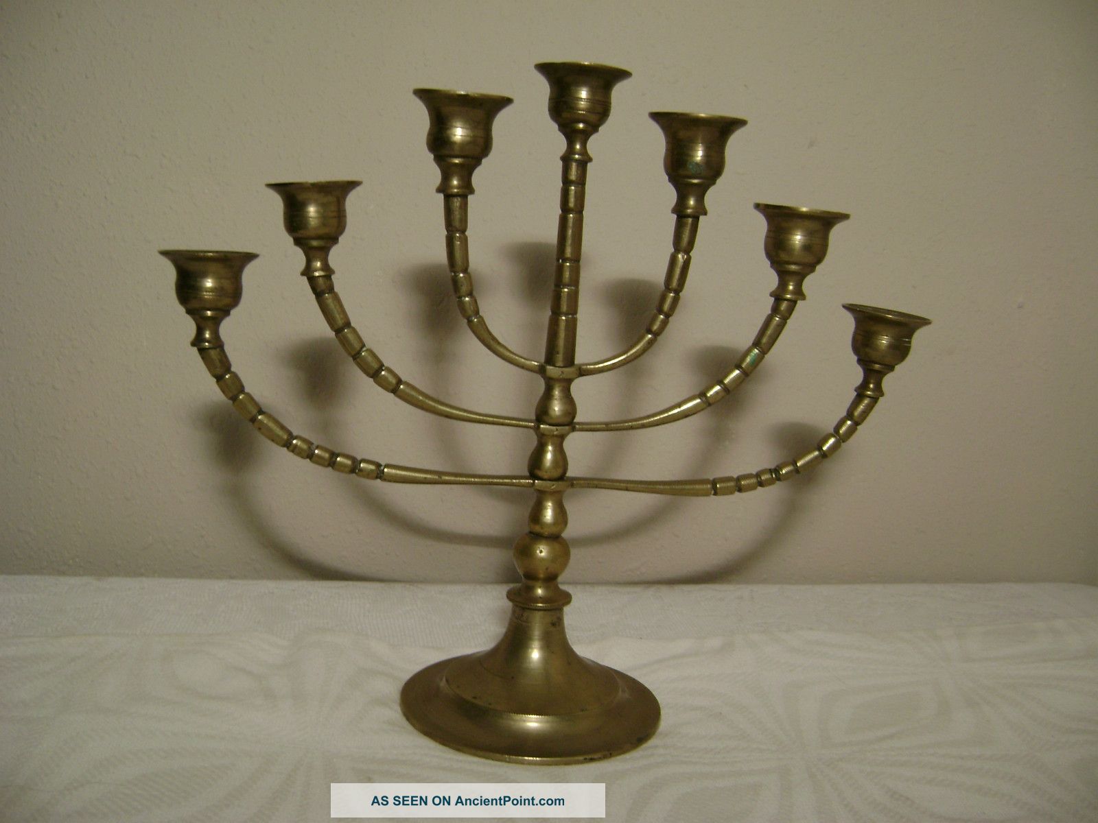 Candelabra Seven Candle Solid Brass Alter Style Adjustable Pivoting Arms Metalware photo