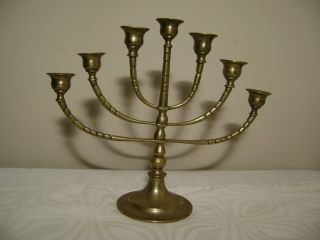 Candelabra Seven Candle Solid Brass Alter Style Adjustable Pivoting Arms photo