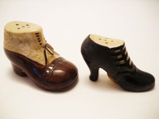1928 Shoes,  Salt And Pepper Shakers,  Lady And Man ' S Shoes,  Ceramic photo