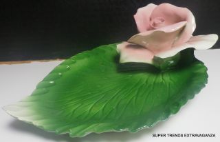 Nuova Capodimonte Italian Porcelain Figural Flower And Leaf Dish photo