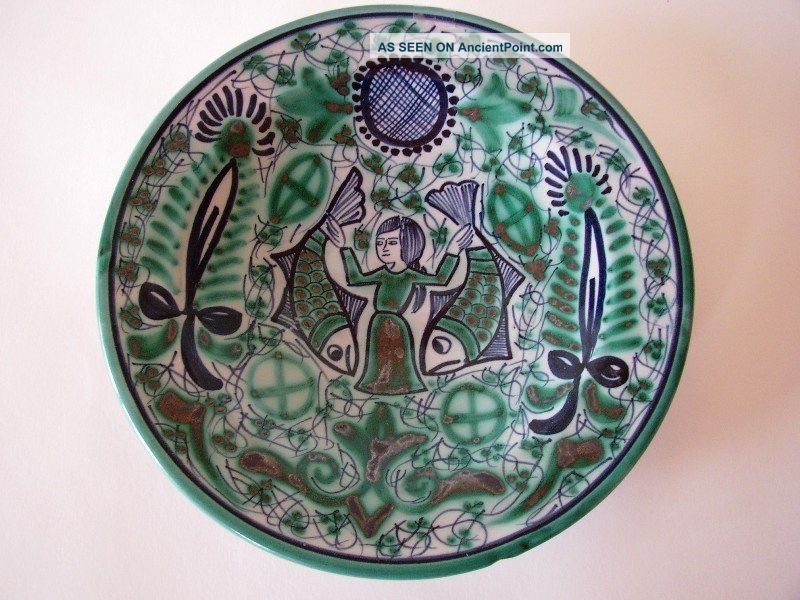 Faience Majolica Woman With Two Fishes Plate Plates & Chargers photo