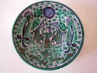 Faience Majolica Woman With Two Fishes Plate photo