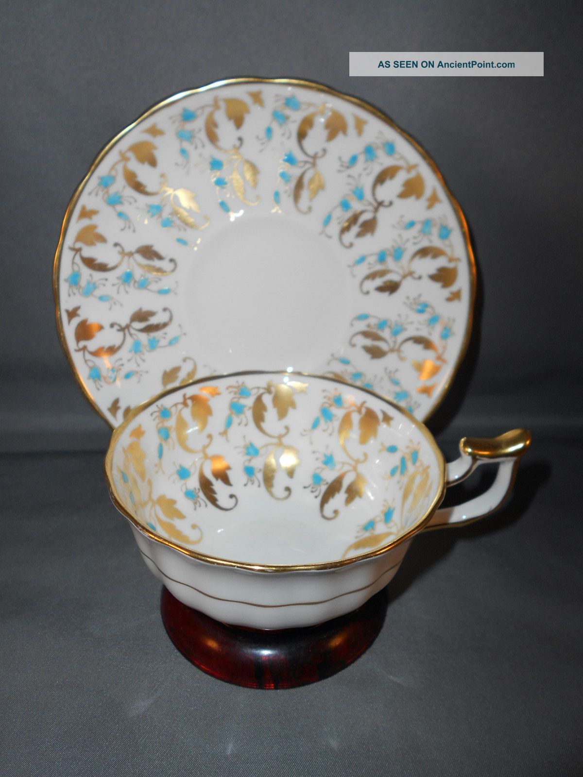 Royal Chelsea Tiny Blue Floral Gold Gilded Cup & Saucer Lovely Cups & Saucers photo