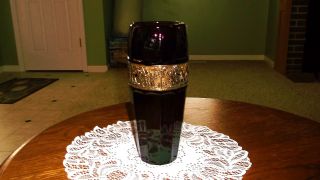 Antique Walther Amethyst Art Glass Vase Art Deco photo