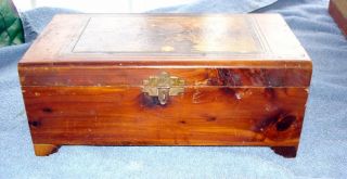 Vintage Cedar Jewelry Box Woodenware Art Deco Dates Back To 1940 ' S photo