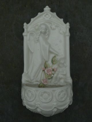Parian Gothic / Victorian Holy Water Font Angels Amazing Detail photo