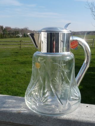 New Quist Wurttemberg W.  Germany Vintage Glass Decanter Pitcher Carafe - Insert photo