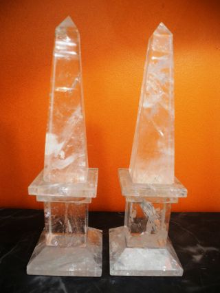 Rock Crystal Pair Of Obelisks photo