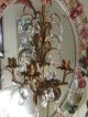 Vintage Italian Gold Gilt Tole Wall Sconce 2 Candleholder 22 Crystal Prisms Toleware photo 1