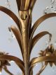 Vintage Italian Gold Gilt Tole Wall Sconce 2 Candleholder 22 Crystal Prisms Toleware photo 5