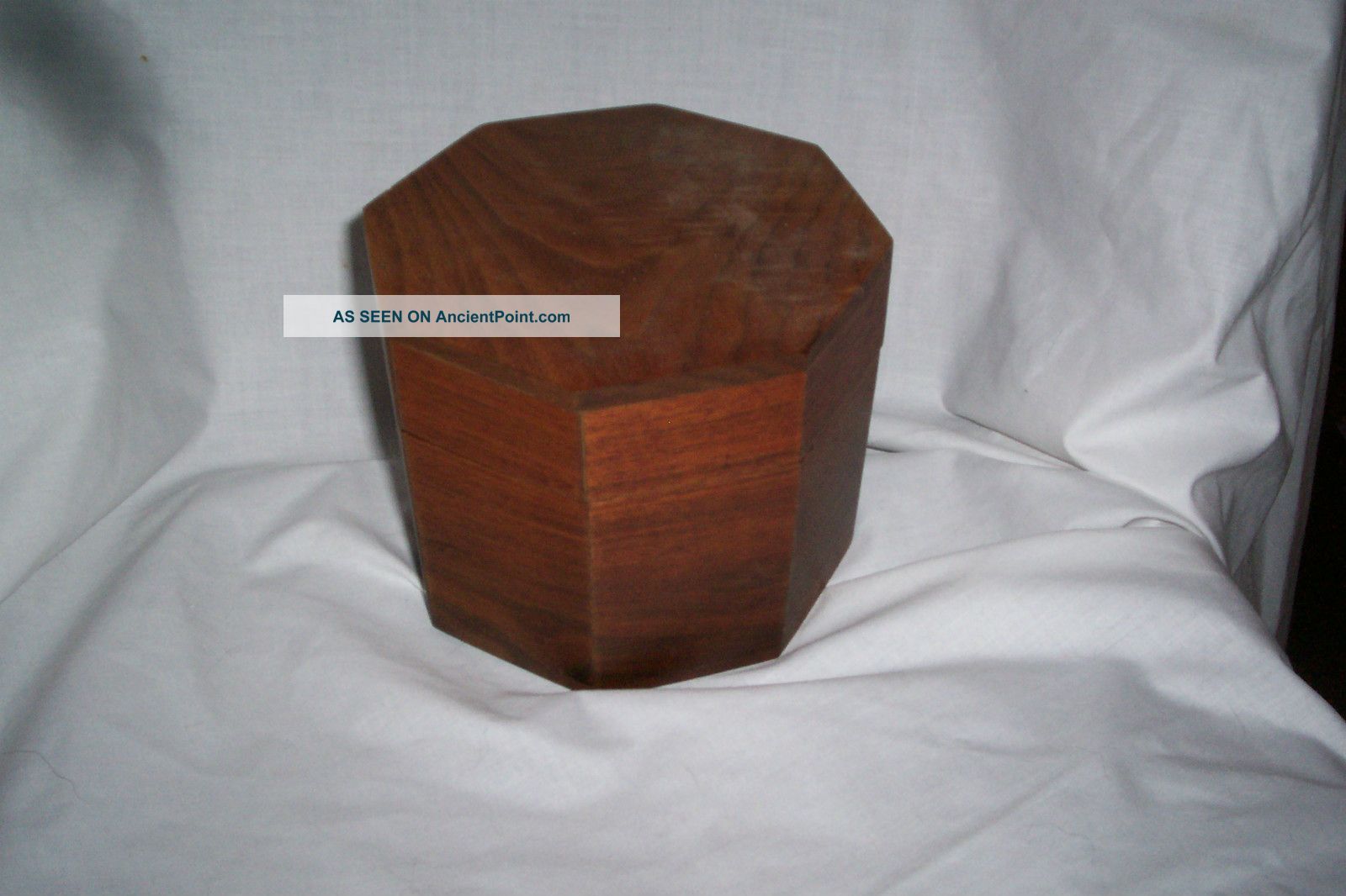 Wooden Trinkit Box Hand Made Circa 1980 Solid Walnut Grain 8 Sided Boxes photo
