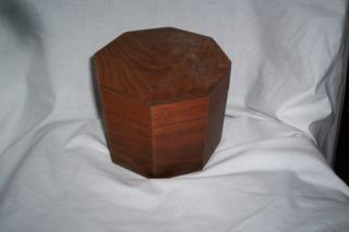 Wooden Trinkit Box Hand Made Circa 1980 Solid Walnut Grain 8 Sided photo