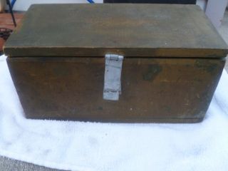 Tool Old Vintage Wooden Storage Green Box With Latch photo