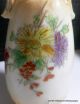 Two Antique English Bone Porcelain Hand Painted Enameled Floral Vases Pitchers photo 5