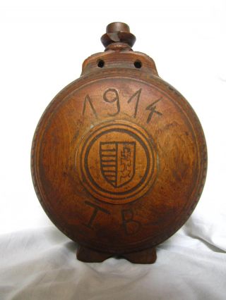 Antique Carved Wooden Gourd With Hungarian Blazon 1914 photo