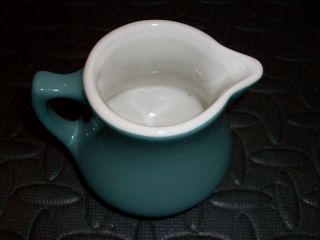 Old Vintage Hall Miniature Creamer Usa Art Pottery Fine Stoneware Rare Teal Blue photo