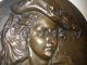 2 Antique Peter Paul Rubens Wife Helena Fourment Brass Copper Plaque High Relief Metalware photo 2