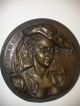 2 Antique Peter Paul Rubens Wife Helena Fourment Brass Copper Plaque High Relief Metalware photo 7