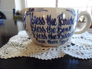Hand Turned And Painted Bless The Bride Small Pitcher Yesteryears Pottery,  Tx. photo
