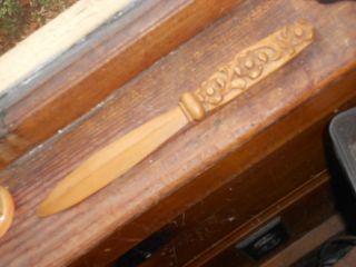 Early Treenware Relief Carved Letter Opener Estate Piece. photo