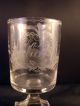19th C Blown Engraved German Spa Or Souvenir Glass Dated July 11,  1826 Square Ft Stemware photo 3