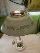 Vintage White Gold & Brass Mid Century Retro Tole Toleware Table Desk Den Lamp Toleware photo 4