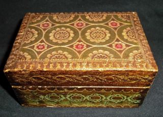 Vtg Italy Florentia Toleware Tole Trinket Box Wooden Carved Cr Handmade In Italy photo