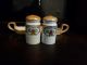 Antique Hand Painted Lusterware Salt & Pepper Shaker With Matching Tray. Salt & Pepper Shakers photo 1