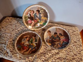 West Germany 3 Set German Children Eating Fruit J Kuba Collector,  Vintage Plates photo