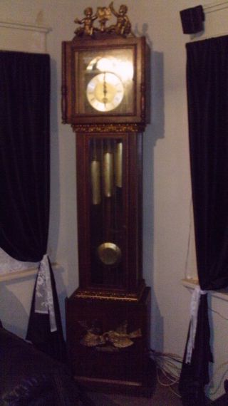 Unique19th Century Antique Victorian Style Grandfather Tall Case Clock photo