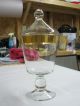 West Virginia Clear Art Glass Apothecary Jar Candy Dish Wedding Compote W Lid Compotes photo 2