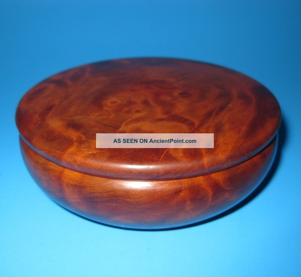 Gorgeous Lathe Turned Redwood Wood Treen Round Trinket Stash Box Artisan Eames Boxes photo