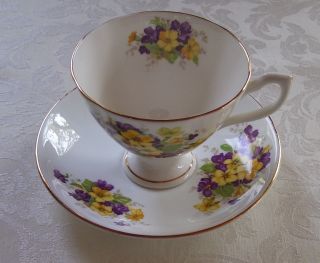 Hamilton Fine Bone China Made In England Tea Cup And Saucer With Pansies photo