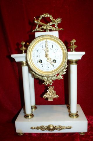 Stunning 1890 French Empire Marble Clock photo