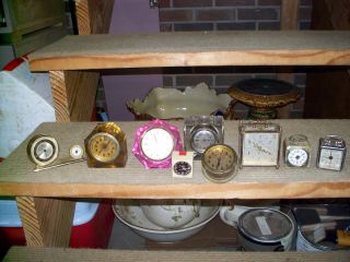 10 Antique Alarm Clocks (repair Or Parts) photo