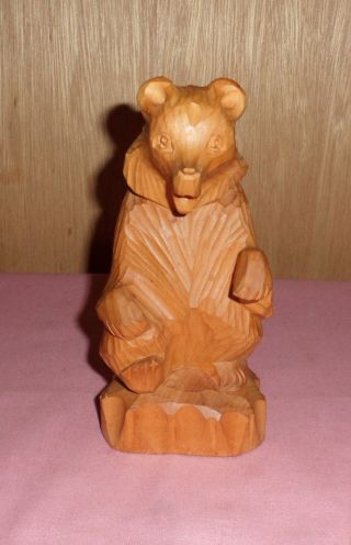 Vintage Hand Carved Wood Grizzly Bear,  6 