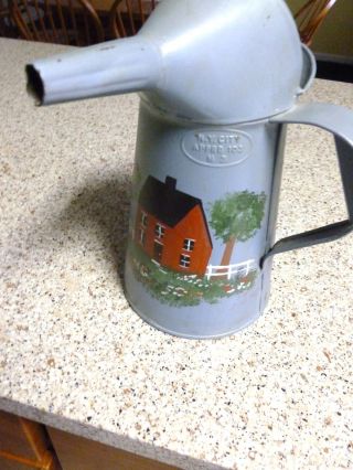 Antique Painted Side Handle Pitcher Made Of Tin Or Metal.  10 