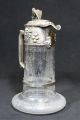 Antique 19thc Hand Blown Etched Glass Silver Plate Pitcher Nr Pitchers photo 4