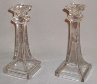 Vintage Pair Etched Glass Candleholders - Classic & Elegant.  7.  5 