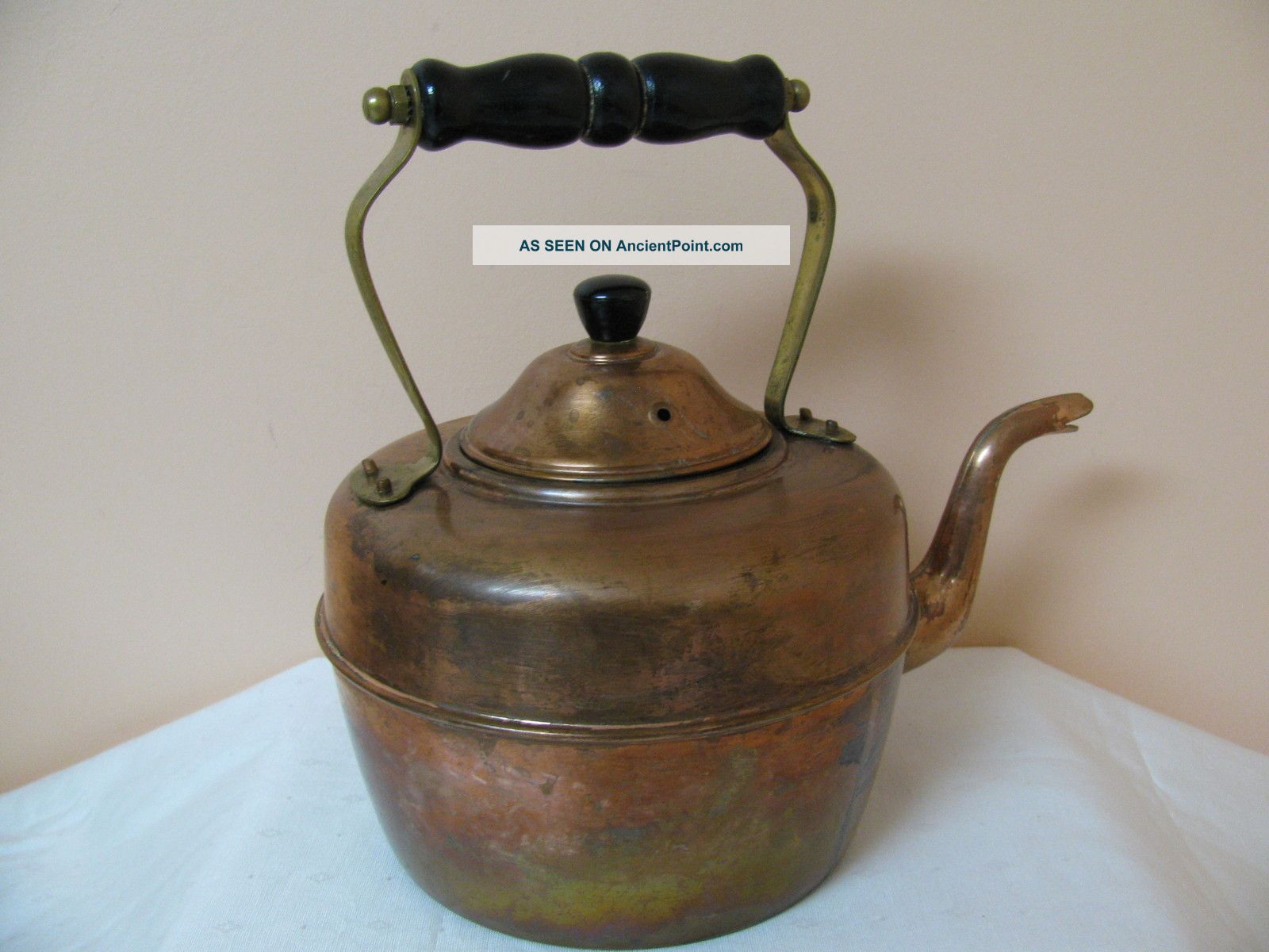 Solid Copper Kettle With Wood Handle Made In England By Simplex Metalware photo