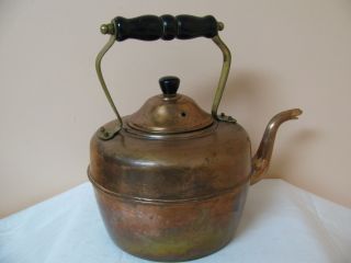 Solid Copper Kettle With Wood Handle Made In England By Simplex photo