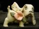 Vintage Porcelain Dog With Pink Flower And Gold Dotted Ears Excellent 60s 70s Figurines photo 1