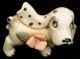 Vintage Porcelain Dog With Pink Flower And Gold Dotted Ears Excellent 60s 70s Figurines photo 3