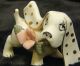 Vintage Porcelain Dog With Pink Flower And Gold Dotted Ears Excellent 60s 70s Figurines photo 6
