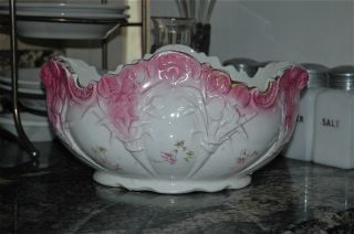 Antique Porcelain Centerpiece Bowl China Hand Painted Large Vase Jardiniere photo
