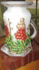 Antique Decorative Post - 1940 Painted Fruit Grapes White Glass Old Pitcher Pitchers photo 5