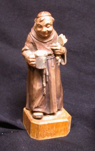 Vintage Franciscan Munk Carved Wood Statue 5 Ft.  Toriart Beer Drinker photo