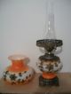 Antique/vintage Lamp Orange And White With Metal Flower Decoration Lamps photo 1